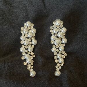 Lustrous Pearl and Crystal Drop Earrings